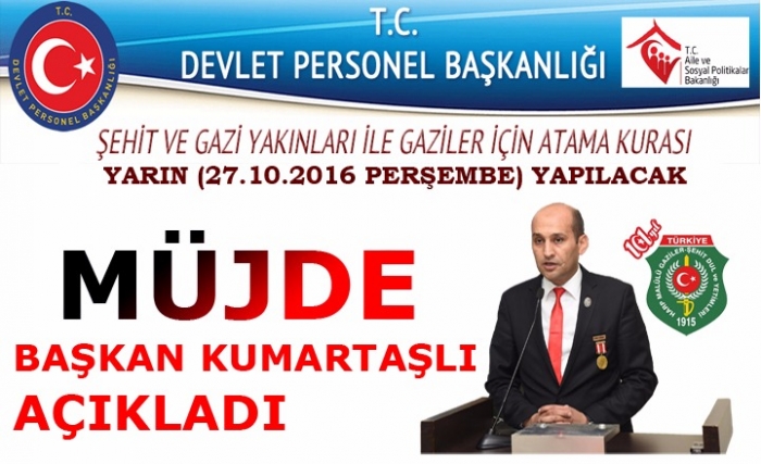 Şehit Yakınlarımız,Gazi ve Gazi Yakınlarımıza Müjde….                  
