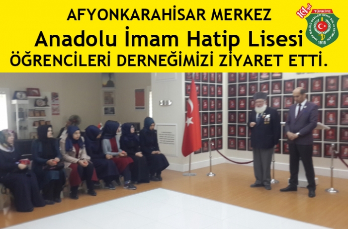 AFYONKARAHİSAR ANADOLU İMAM HATİP LİSESİ ÖĞRENCİLERİ DERNEĞİMİZİ ZİYARET ETTİ.                  