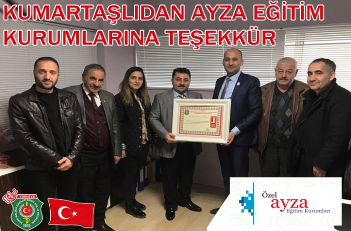 KUMARTAŞLIDAN AYZA EĞİTİM KURUMLARINA TEŞEKKÜR                  