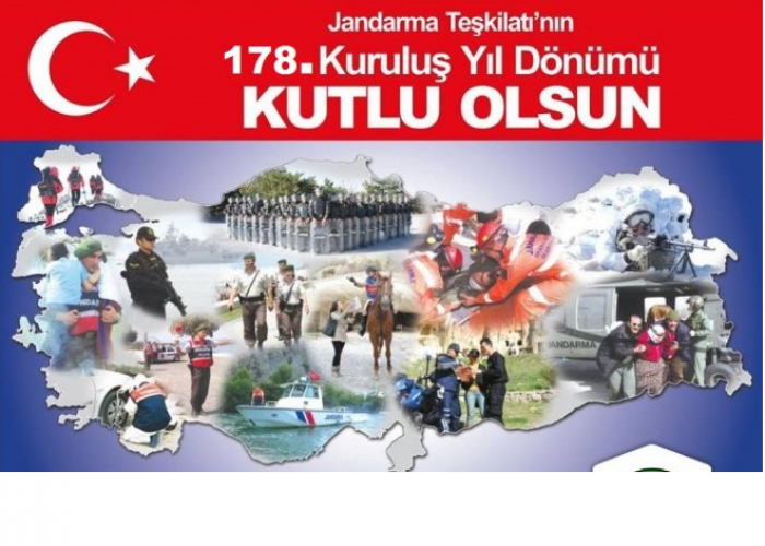 BAŞKAN KUMARTAŞLI'NIN JANDARMA TEŞKİLATININ 178. KURULUŞ YIL DÖNÜMÜ KUTLAMA MESAJI                  