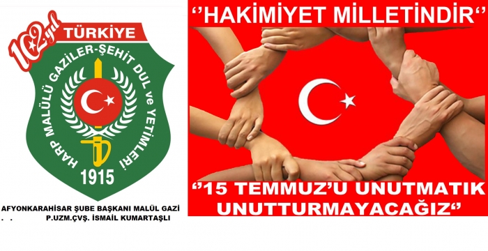 BAŞKAN KUMARTAŞLI’NIN 15 TEMMUZ ŞEHİTLERİNİ ANMA DEMOKRASİ VE MİLLİ BİRLİK GÜNÜ MESAJI                  