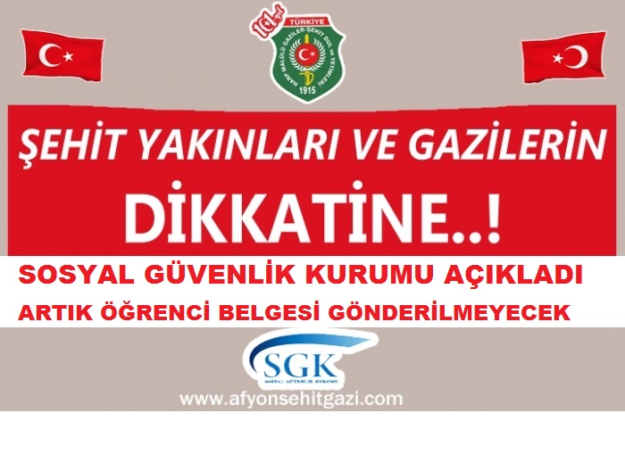 ŞEHİT YAKINLARIMIZ VE GAZİLERİMİZE ÖNEMLİ DUYRU                  