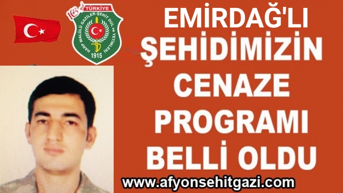 ŞEHİDİMİZ P.SÖZ.ONB.CUMALİ SARITAŞ'IN TÖREN PROGRAMI BELLİ OLDU                  