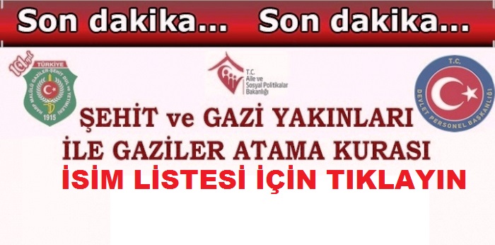 276 ŞEHİT YAKINI, GAZİ VE GAZİ YAKINIMIZ KURA İLE KAMU KURUMLARINA YERLEŞTİRİLDİ                  