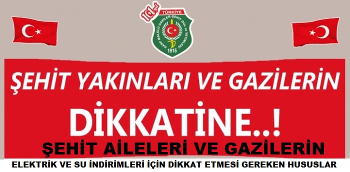 ELEKTRİK VE SU İNDİRİMLERİ İÇİN ÖNEMLİ UYARI                  