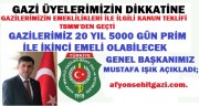GAZİLERİN EMEKLİLİKLERİ İLGİLİ KANUN TBMM DEN GEÇTİ