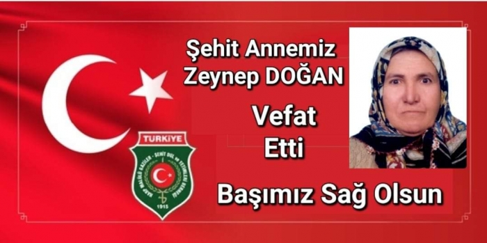 ŞEHİT ANNEMİZ  ZEYNEP DOĞAN VEFAT ETTİ.