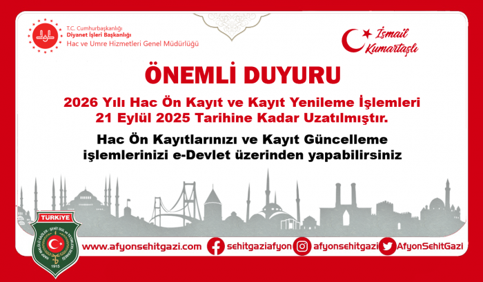 BAŞKAN KUMARTAŞLIDAN HACI ADAYLARINA ÖNEMLİ DUYURU                  