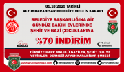  BELEDİYE BAŞKANLIĞINA AİT  GÜNDÜZ BAKIM EVLERİNDE  ŞEHİT VE GAZİ ÇOCUKLARINA  %70 İNDİRİM