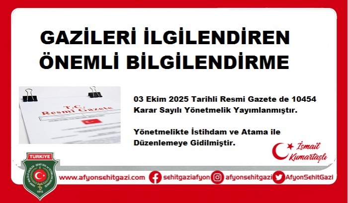 BAŞKAN KUMARTAŞLI'NIN GAZİLERİN İKİNCİ İŞ HAKKI İLE İLGİLİ AÇIKLAMASI                  